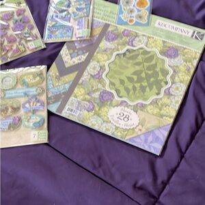 K&Company Floral Scrap Booking Bundle- Botanical/Green and Purple